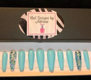 Ice Ice Blu - Press On Nails - Standard Set